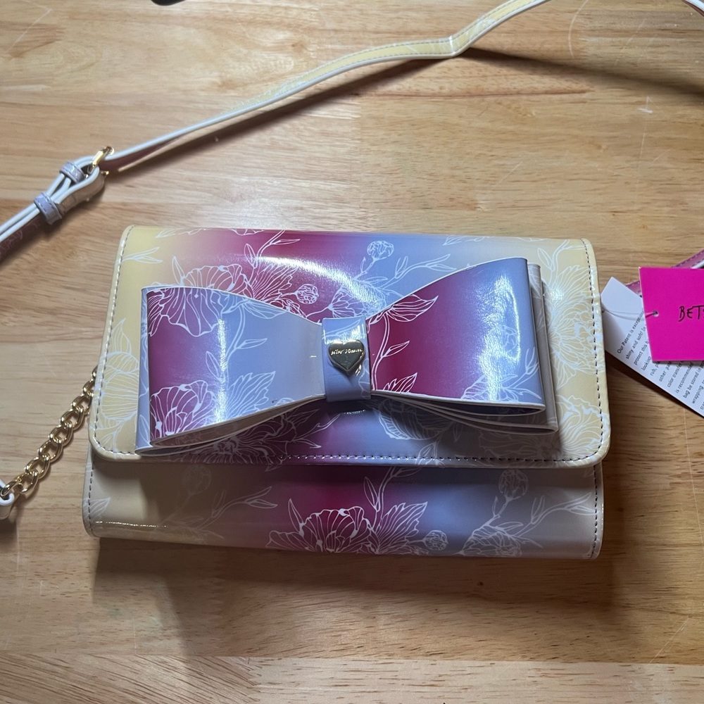 NWT Betsey Johnson Crossbody Wallet Multicolored with Bow